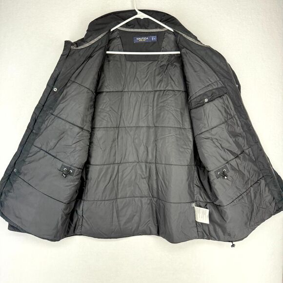 Nautica Mens XL Black Full Zip Utility Jacket Puffer Lined Winter Coat - Picture 8 of 11
